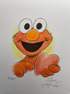 Elmo Heart Original Art 8.5x11 Sketch  - Created by Guy Gilchrist