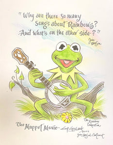 Kermit, Muppet Movie Rainbow Connection Original Art 8.5x11 Sketch  - Created by Guy Gilchrist