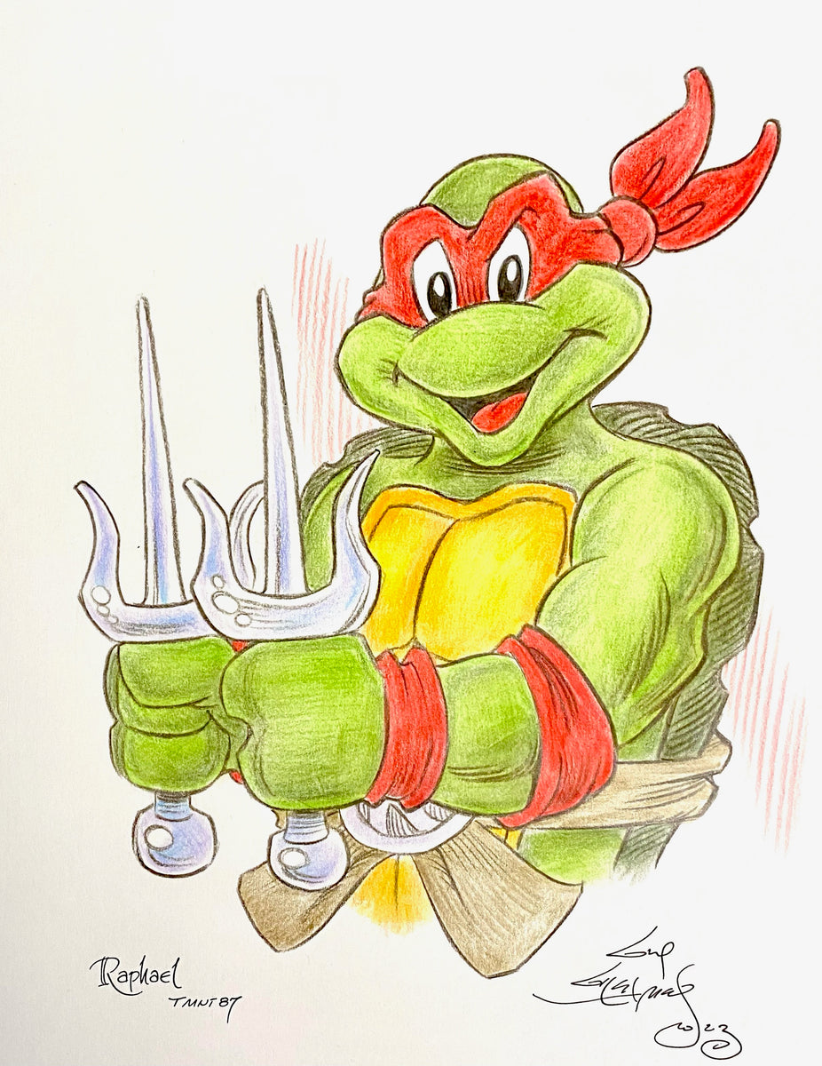 Guy retailer Gilchrist Authentic hand drawn and signed 11x17 sketches TMNT Leonardo & Don