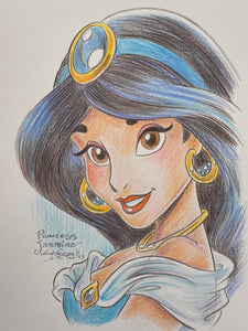 Princess Jasmine Original Art 8.5x11 Sketch  - Created by Guy Gilchrist