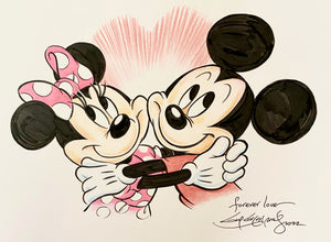 Minnie & Mickey, Forever Love Original Art 8.5x11 Sketch  - Created by Guy Gilchrist