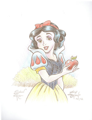 Disney's Snow White Original Art 8.5x11 Sketch - Created by Guy Gilchrist