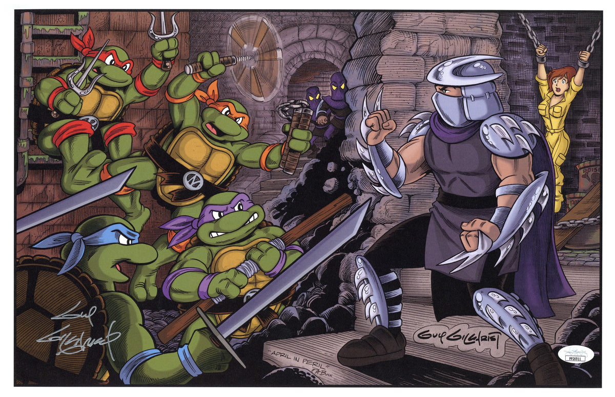 Guy retailer Gilchrist Authentic hand drawn and signed 11x17 sketches TMNT Leonardo & Don