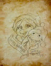 Load image into Gallery viewer, Christmas Kermit and Miss Piggy on Parchment - Guy Gilchrist Original