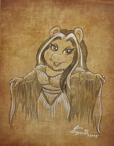 Miss Piggy Munster on Parchment Paper - Guy Gilchrist Original