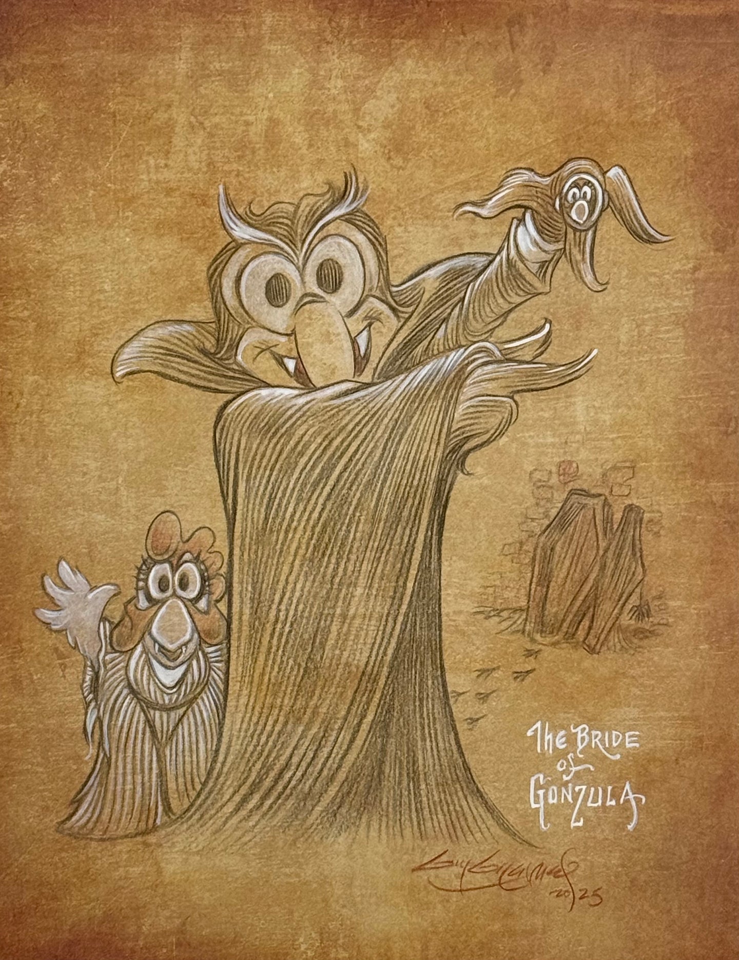 “The Bride of Gonzula” on Parchment - Guy Gilchrist Original