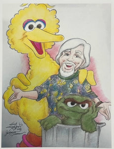 Big Bird and Oscar with Caroll Art Print - Created by Guy Gilchrist
