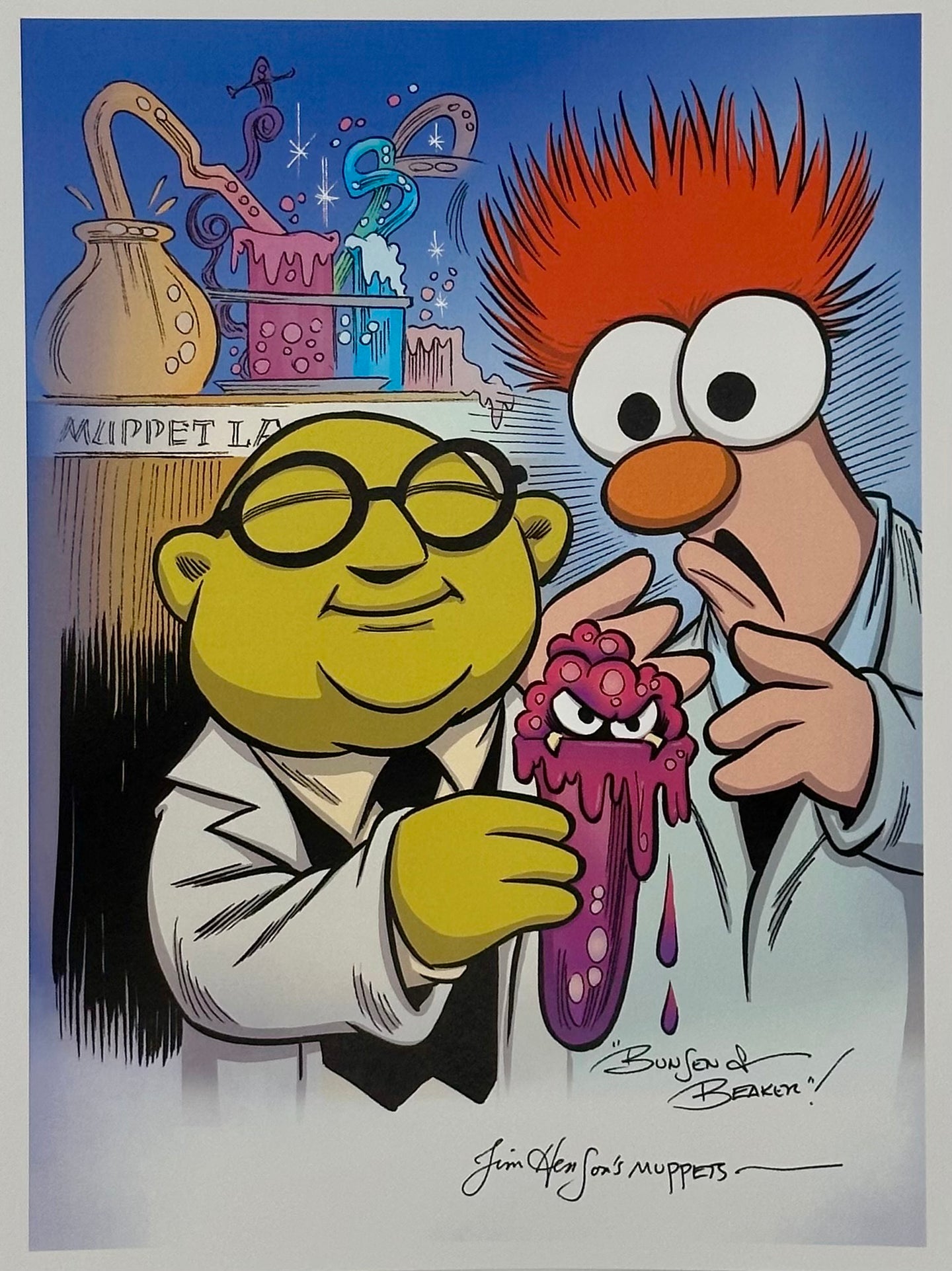 Beaker and Bunsen Art Print - Created by Guy Gilchrist