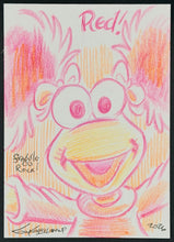 Load image into Gallery viewer, Red "Fraggle Rock" Sketch Card - Created by Guy Gilchrist