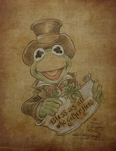 Kermit Christmas Carol on Parchment Paper - Guy Gilchrist Original