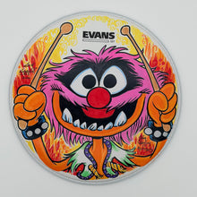Load image into Gallery viewer, Animal “Rock On” Drumhead with Drawing by Guy Gilchrist