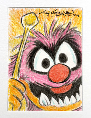 Muppets Animal Original Sketch Trading Card  - Created by Guy Gilchrist