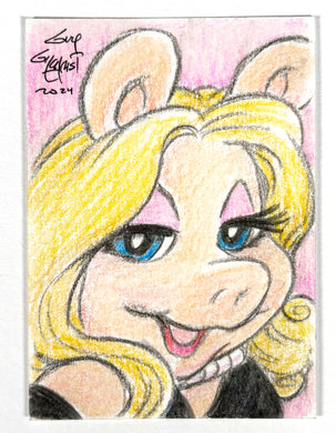 Muppets Miss Piggy Original Sketch Trading Card  - Created by Guy Gilchrist