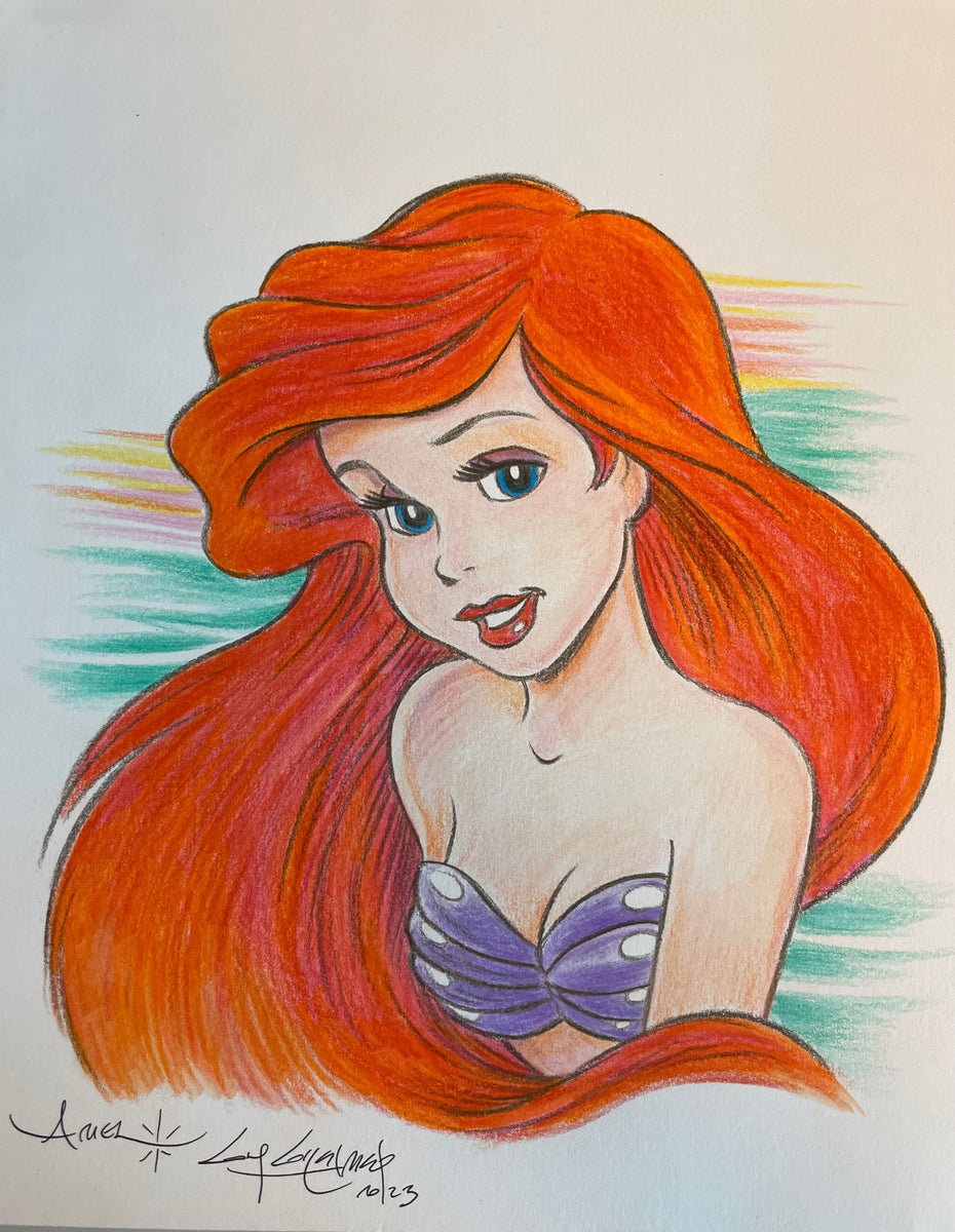 Ariel Color Portrait Original Art 8.5x11 Sketch - Created by Guy Gilch ...