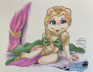 Miss Piggy as Princess Leia - Original Art 8.5x11 Sketch  - Created by Guy Gilchrist