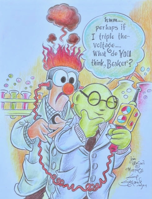 Bunsen and Honeydew “Necktie” Original Art 8.5x11 Sketch  - Created by Guy Gilchrist