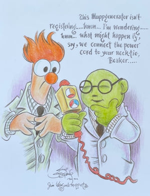 Bunsen and Honeydew “Muppgenerator” Original Art 8.5x11 Sketch  - Created by Guy Gilchrist