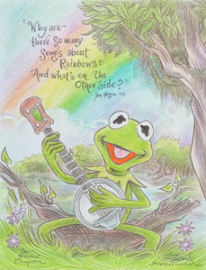 Kermit the Frog Rainbow Connection "Why" Original Art 8.5x11 Sketch  - Created by Guy Gilchrist