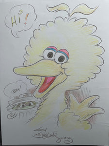 Hi! Big Bird Original Art 8.5x11 Sketch  - Created by Guy Gilchrist
