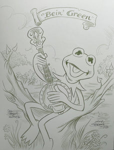 Bein’ Green with Kermit Original Art 8.5x11 Sketch  - Created by Guy Gilchrist