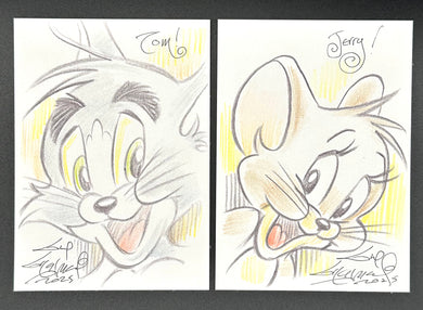 Tom and Jerry Set of 2 Trading Cards - Guy Gilchrist Original