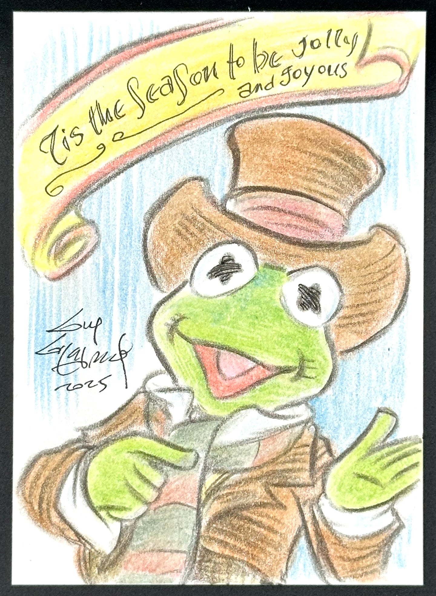 Christmas Kermit Trading Card - Guy Gilchrist Original
