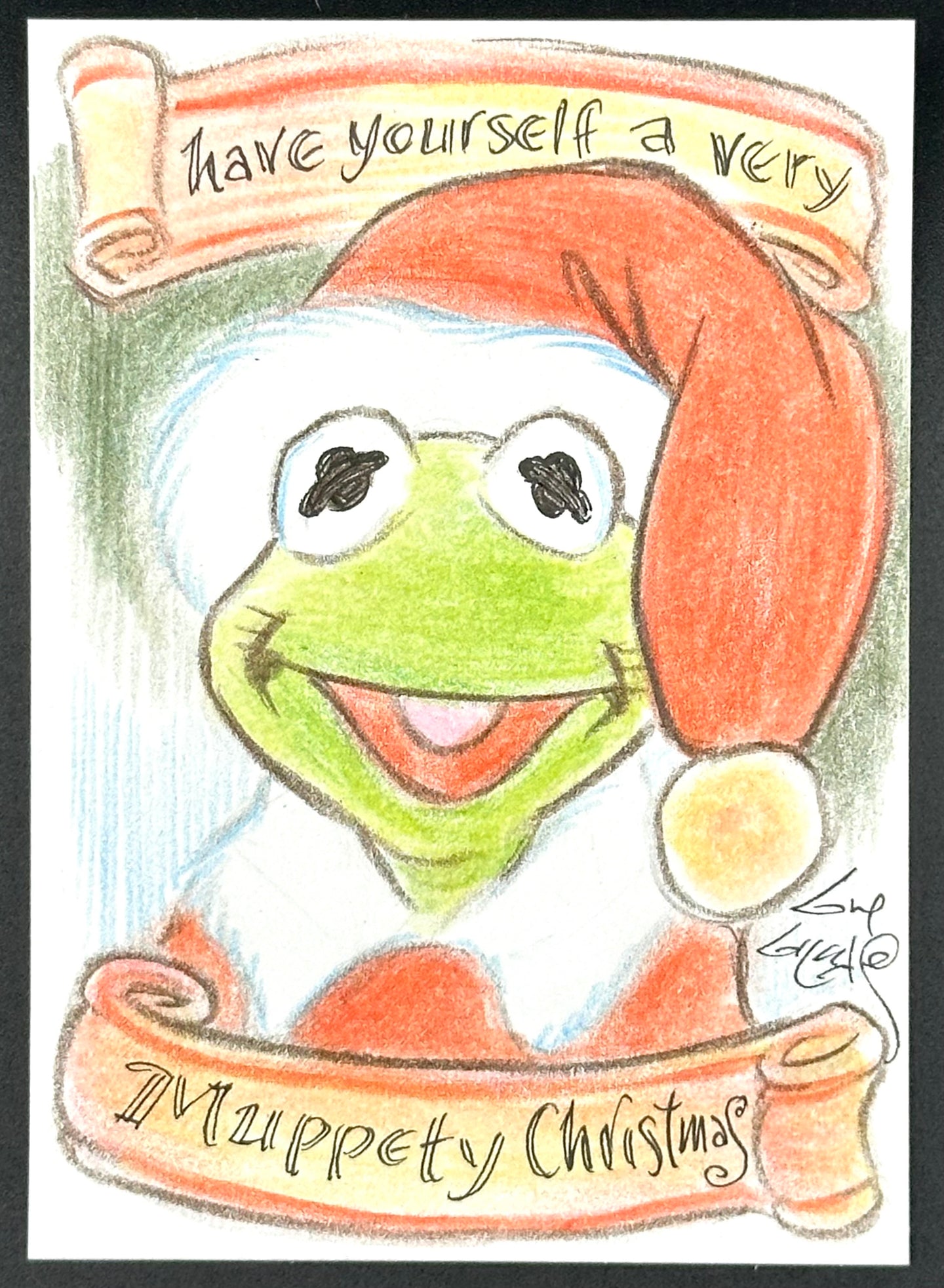 Christmas Kermit Trading Card - Guy Gilchrist Original