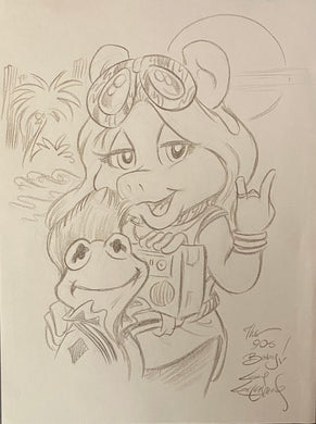 “90’s Baby Kermit and Miss Piggy” Original Art Sketch by Guy Gilchrist