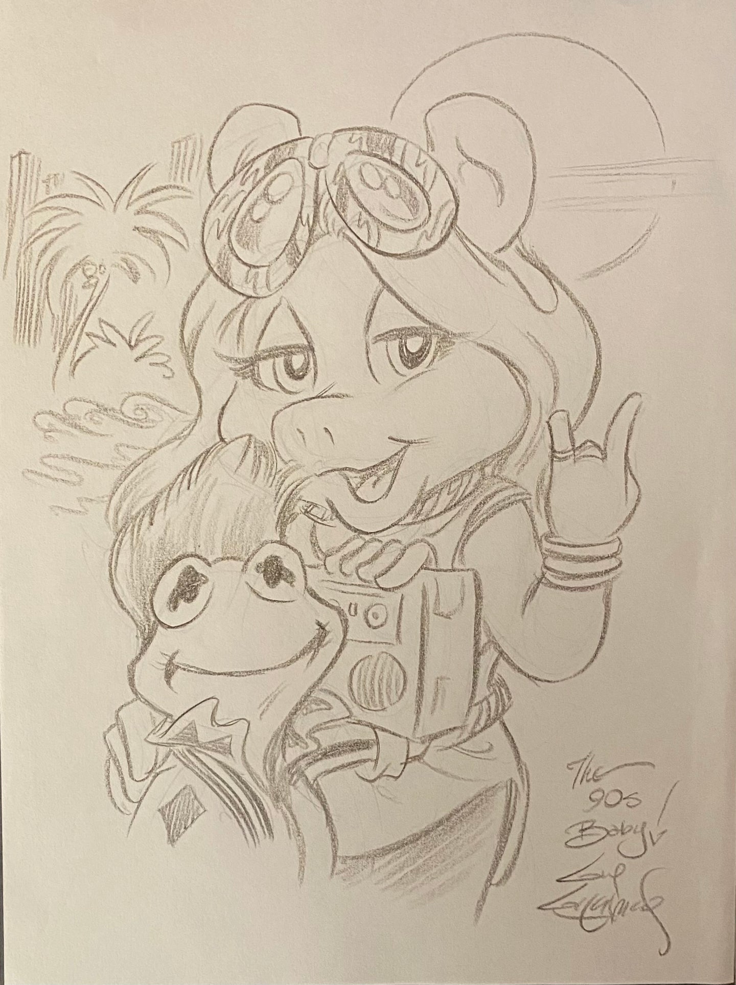 “90’s Baby Kermit and Miss Piggy” Original Art Sketch by Guy Gilchrist