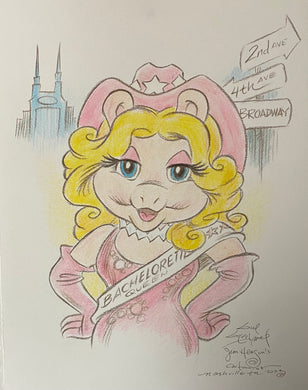 “Miss Piggy Nashville Bachelorette” Original Art Sketch by Guy Gilchrist
