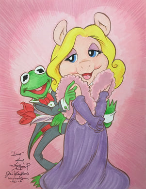 Kermit and Piggy Love Art Print - Created by Guy Gilchrist