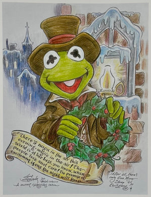 Muppet Christmas Carol (Kermit with Wreath) Art Print - Created by Guy Gilchrist