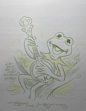“Life Should Be a Joyful Adventure” Kermit Original Art 8.5x11 Sketch  - Created by Guy Gilchrist