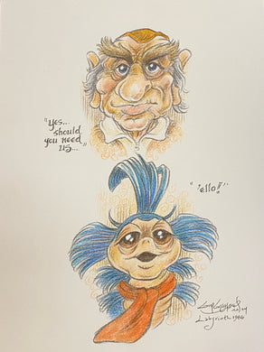 Labyrinth’s Hoggle and ‘Ello Worm Original Art 8.5x11 Sketch  - Created by Guy Gilchrist