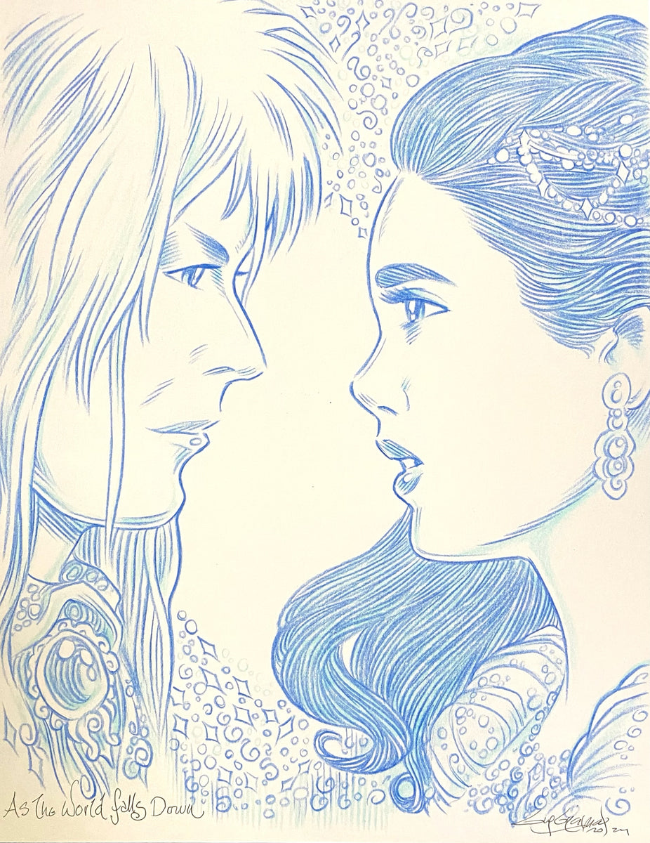 Jareth and Sarah Original Art 8.5x11 Sketch - Created by Guy Gilchrist ...