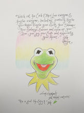 Load image into Gallery viewer, Kermit "Watch Out For Each Other" on Parchment - Guy Gilchrist Original Artwork