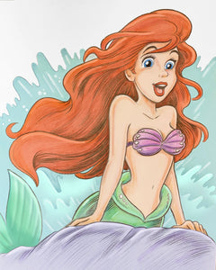 Ariel the Little Mermaid 8.5x11 Art Print - Created by Guy Gilchrist