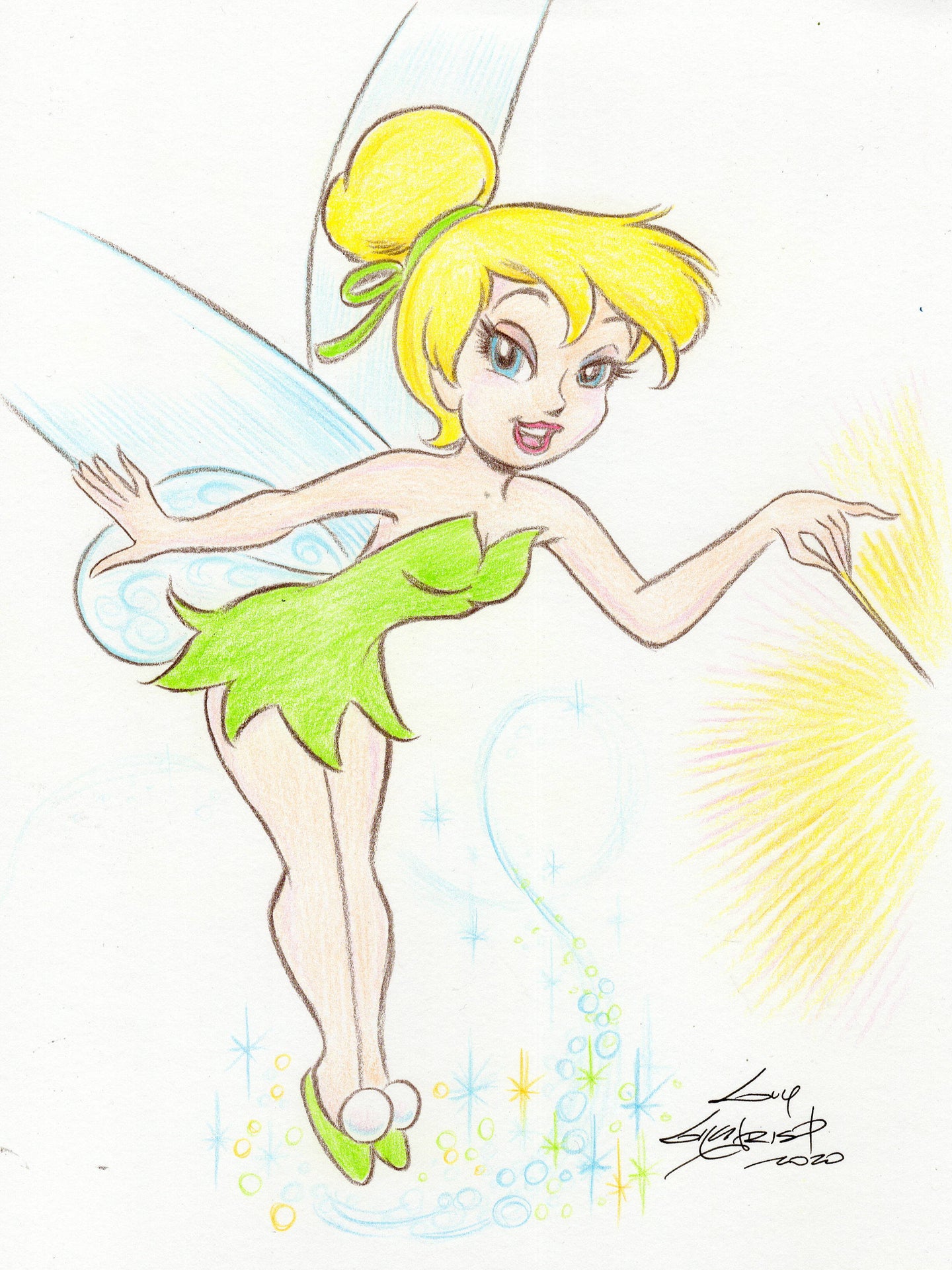 Tinker Bell original 1/1 8.5 x 11 Sketch - Created by Guy Gilchrist