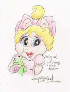 Miss Piggy original 1/1 8.5 x 11Sketch - Created by Guy Gilchrist