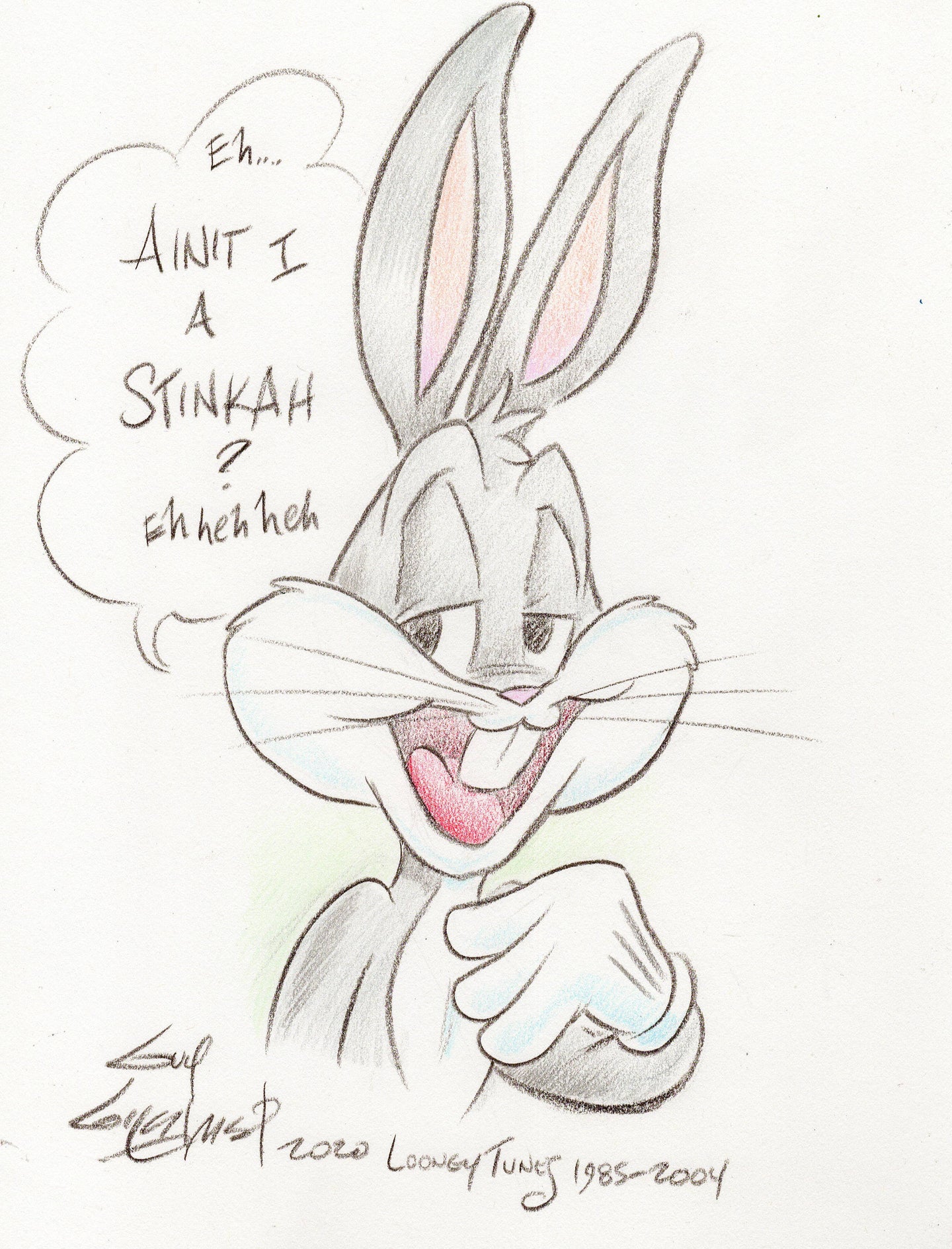 Bugs Bunny original 1/1 8.5 x 11 Sketch - Created by Guy Gilchrist