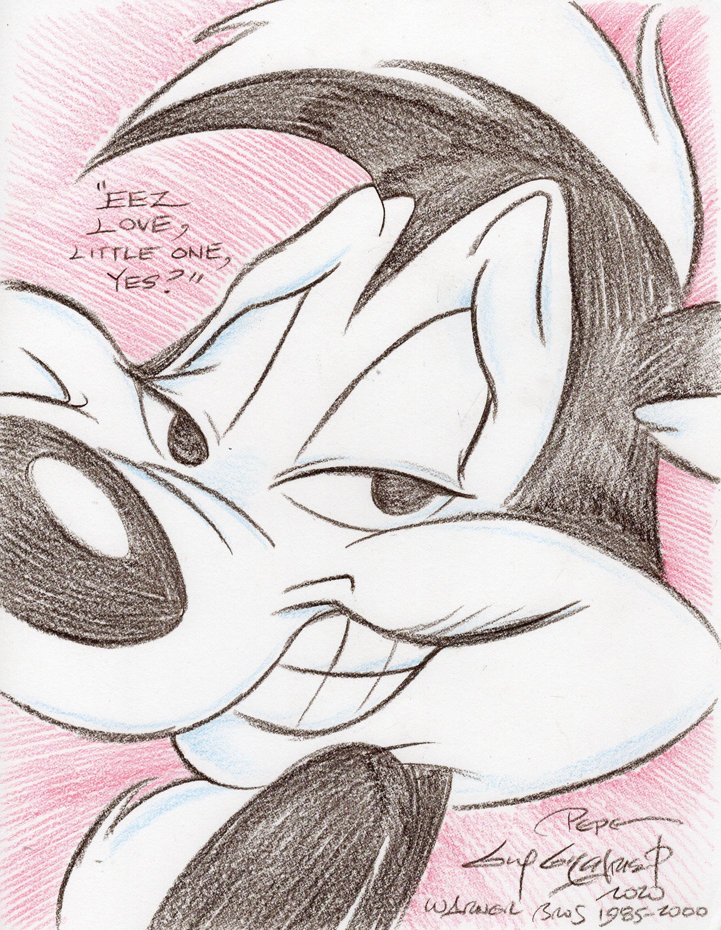 PePe Le Pew original 1/1 8.5 x 11 Sketch - Created by Guy Gilchrist