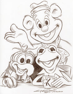 Kermit and Friends original 1/1 8.5 x 11 Sketch - Created by Guy Gilchrist