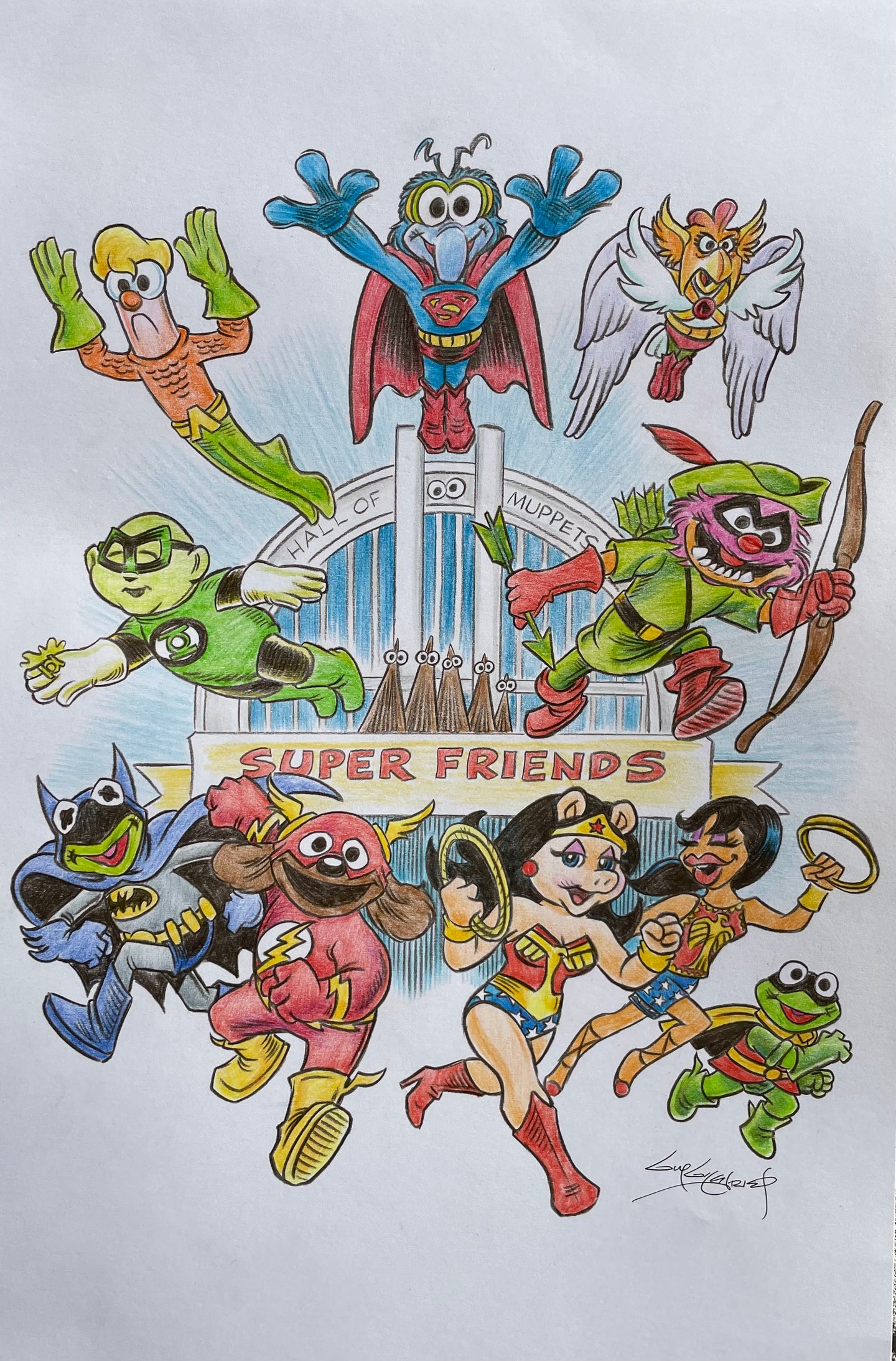 Muppets (as the Super Friends) 11x17 Art Print - Created by Guy Gilchrist
