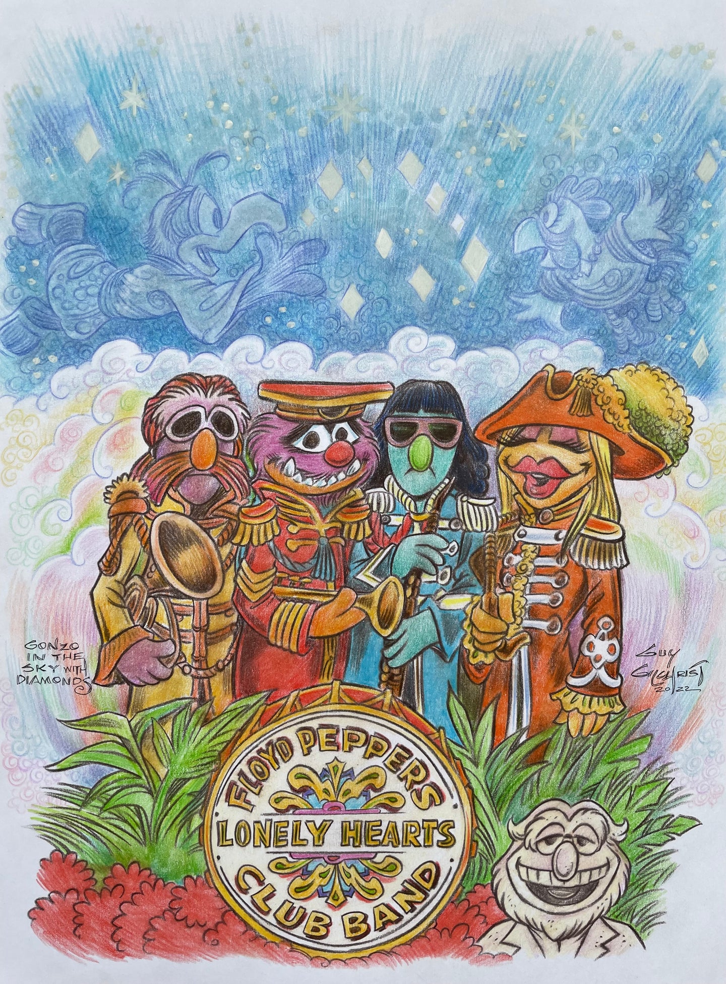 Gonzo in the Sky with Diamonds 11x14 Art Print - Created by Guy Gilchrist