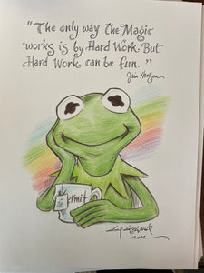 Original Guy Gilchrist Kermit the Frog Bust 8.5x11 Colored Sketch Version 2