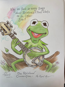 Original Guy Gilchrist Kermit the Frog Bust 8.5x11 Colored Sketch