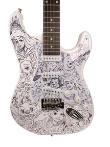Disney Sketched & Signed Full Size Electric Guitar by Guy Gilchrist - Original 1 of 1