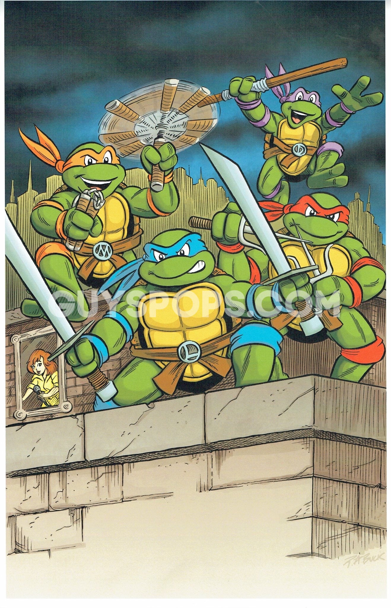 Teenage Mutant Ninja Turtles Rooftop 8.5x11 Art Print - Created by Guy Gilchrist