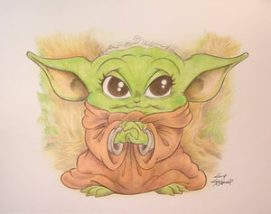 Baby Yoda  Art Print - Created by Guy Gilchrist