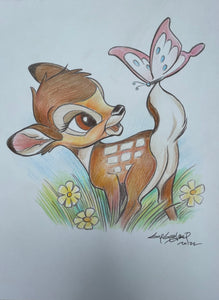 Bambi with Butterfly 8.5x11 Art Print - Created by Guy Gilchrist